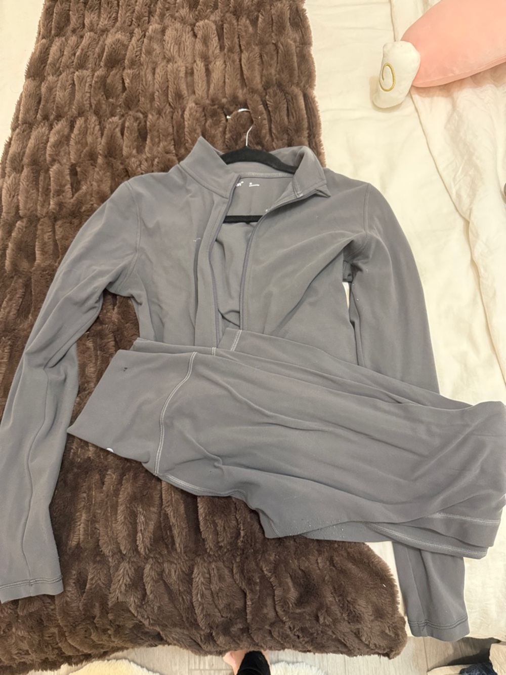 TNA Gray Active Quarter-Zip Jacket and Leggings Set